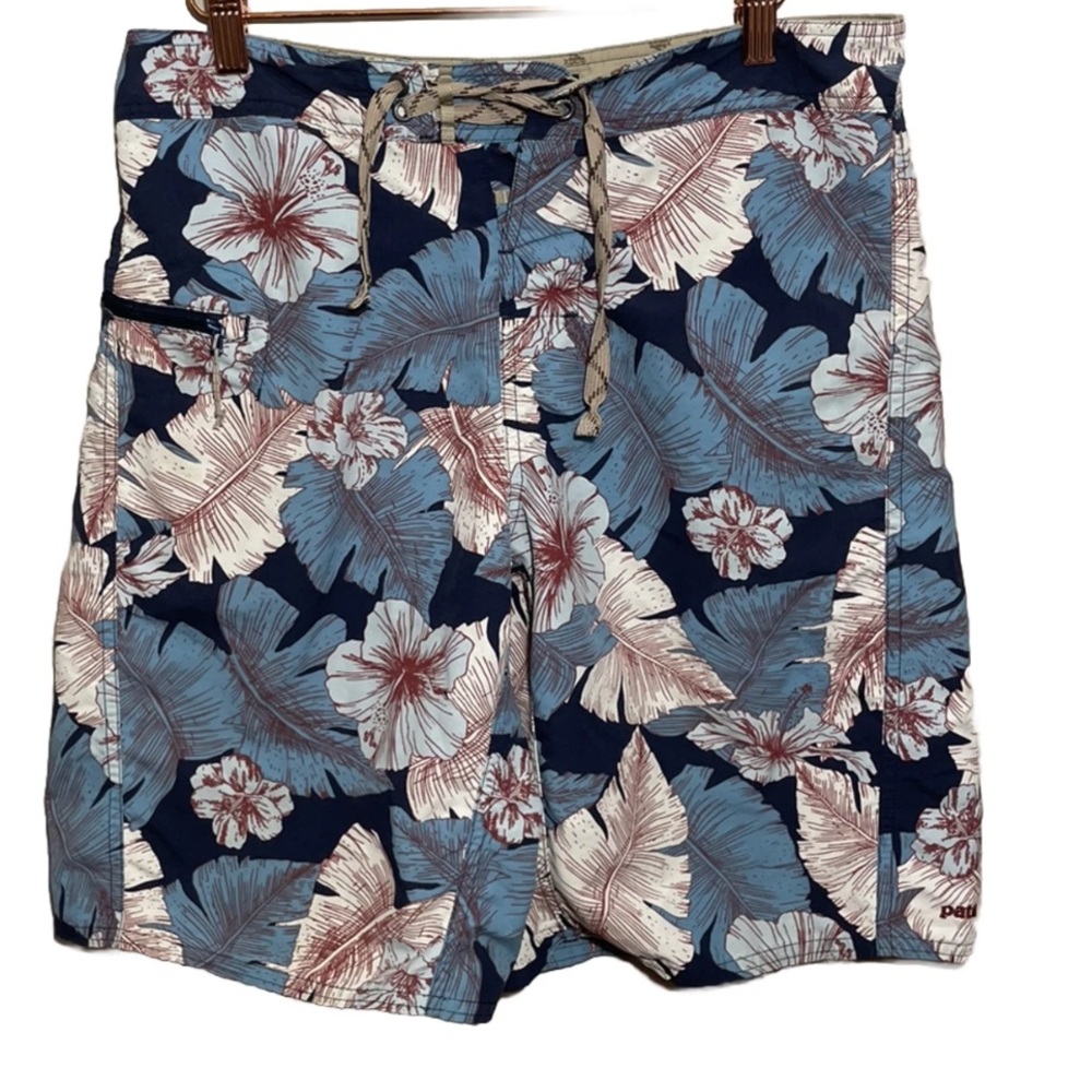 Patagonia Blue-Gray Floral Board Shorts